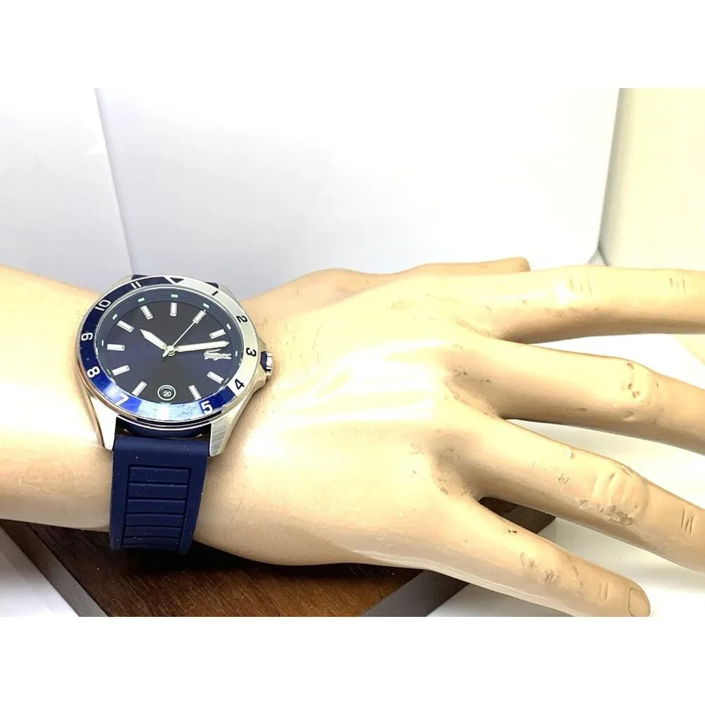 Lacoste Men's Watch 2011125 Tiebreaker Quartz Blue Dial Rubber Band Sport 43mm - Picture 5 of 14